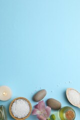 Spa treatment on blue background