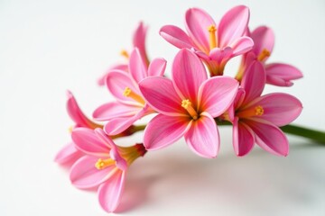 Fototapeta premium A cluster of vibrant pink turmeric flower stems against pure white , texture, pink