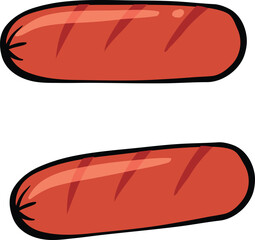 vector illustration of a black and red hotdog