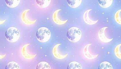 Seamless, light, background, night, moon, pattern, repeated, elegant, minimalistic, celestial, dreamy, decorative, soft, versatile, subtle, modern, clean, artistic, abstract, continuous, whimsical, lu