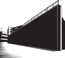 Fototapeta premium Modern stadium architecture with dramatic black and white contrast