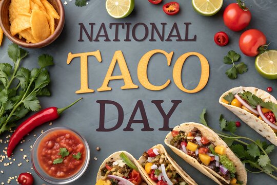 Delicious tacos and ingredients celebrating national taco day