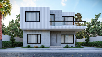 3D illustration of a graceful two-story house 1