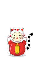 Obraz premium Adorable festive cat character illustration bringing good fortune and joyful celebrations