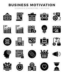 Business Motivation elements. Glyph web icon set. Simple vector illustration.