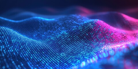 Gradient technology background with soft waves and binary code Stock photo