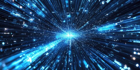 High-speed data transfer beams in cyberspace Stock photo