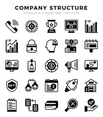 Company Structure Icons Pack Lineal Filled Style. Vector illustration.