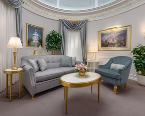 Fototapeta premium Elegant living room interior design modern home image showcase cozy atmosphere contemporary style interior decor