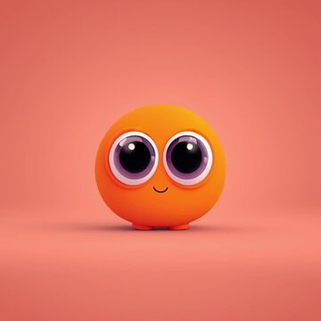 a simple, round, friendly mascot character for an app called Sporly, with big expressive eyes, vivid orange color, minimal design, soft curves, vector style, charming and memorable, fantastic and imag