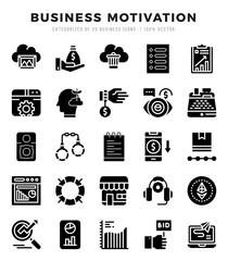 Set of Glyph Business Motivation Icons. Glyph art icon. Vector illustration