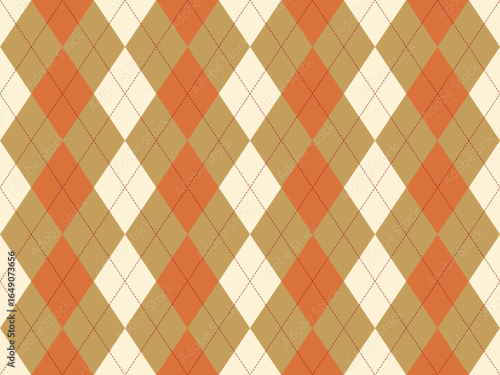 Poster elegant argyle pattern in warm autumnal tones. perfect for fallthemed designs, wrapping paper, texti