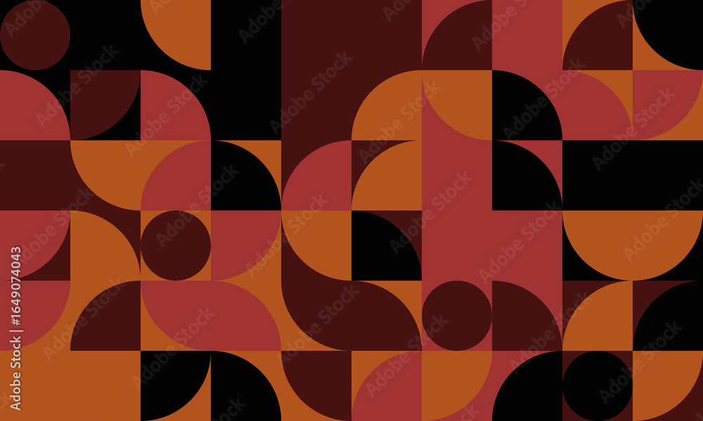 Poster abstract geometric pattern in warm earthy tones. modern, minimalist design featuring circles and squ