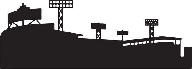 Stadium silhouette showcasing lights and seating areas