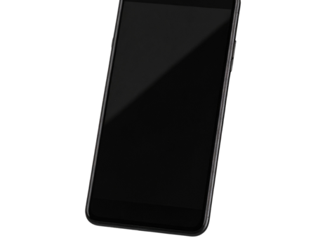 Modern black smartphone front view isolated on transparent background PNG (2)