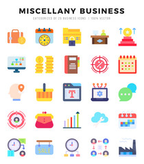 Miscellany Business elements. Flat web icon set. Simple vector illustration.