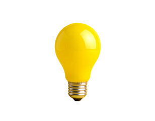  Minimalist yellow light bulb object isolated on transparent background PNG