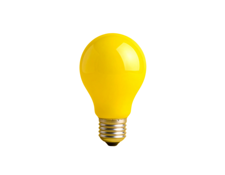  Minimalist yellow light bulb object isolated on transparent background PNG