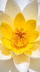Close-up of a vibrant yellow and white lotus flower