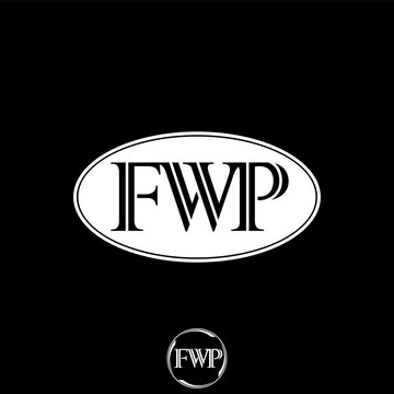Logo design graphic concept creative premium vector stock image top sell initial FWP serif font cutting on ellipse elegant stylish luxury branding art