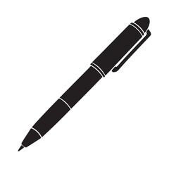 Pen Icon Vector - Minimal Black Silhouette