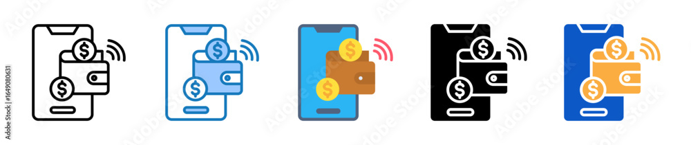 Aufkleber digital wallet multiple style icons set design vector illustration.