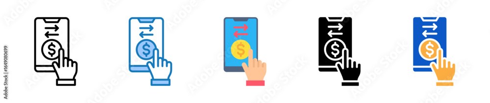 Aufkleber transaction multiple style icons set design vector illustration.