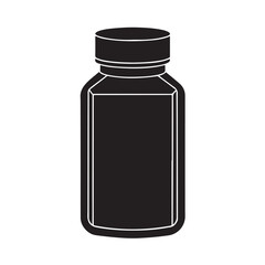 Pill Bottle Icon Vector - Minimal Black Silhouette
