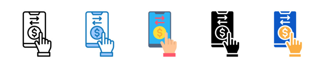 Fototapeta premium Transaction multiple style icons set design vector illustration. 