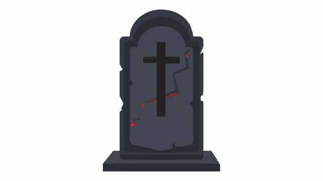 Animated Tombstone with Cross: Death, Remembrance, and Memorial.