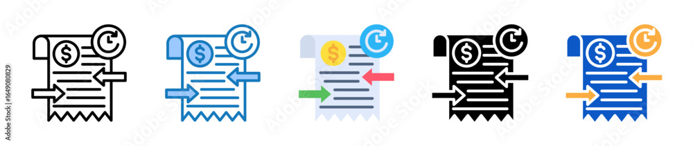 Aufkleber transaction history multiple style icons set design vector illustration.