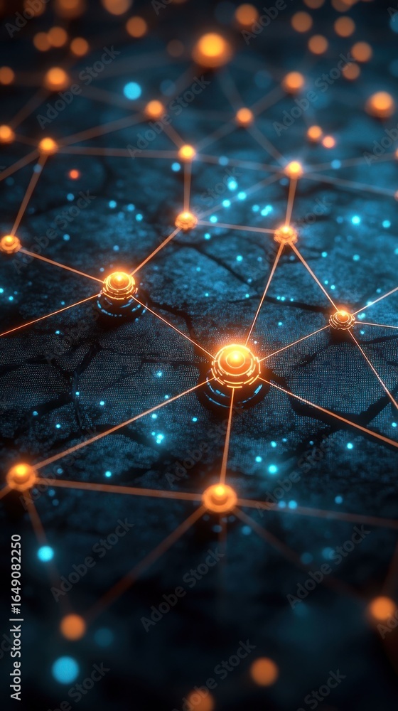 Aufkleber abstract network connection: glowing nodes and lines