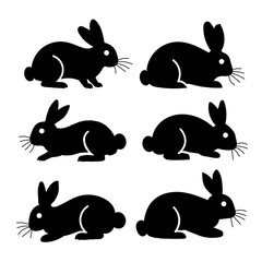 A vector set of cute cartoon rabbits and bunnies for Easter illustration with a pet and carrot design