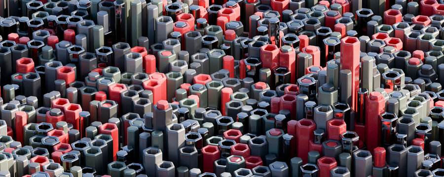 3d geometric hexagonal pattern background with abstract digital render