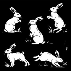 Funny and cute cartoon rabbit silhouettes, a perfect vector illustration for a happy Easter holiday design