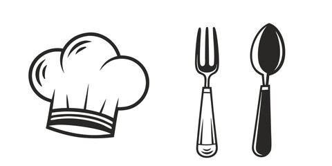 Dining utensils icon with fork, knife, and spoon on a plate, a vector illustration of cutlery for a restaurant menu or kitchen design