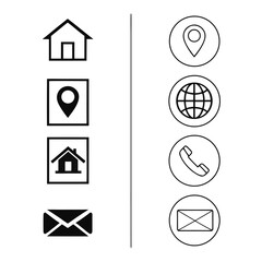 102. Minimalist Contact Icons Set, Home, Location, Globe, Email, Phone