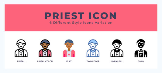 Priest icon in different style vector illustration.