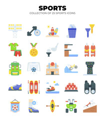 Collection of 25 Colorful Flat Sports Icons
