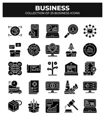 Collection of 25 Business Icons: Marketing. Finance. E-commerce. and more
