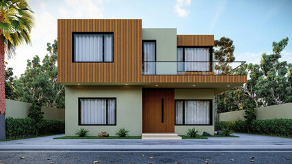 3D illustration of a majestic two-story home 1 © hisham