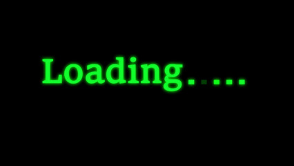 Green loading bar with text on black background progress