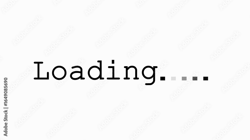 Aufkleber loading indicator with white text and progress squares on white