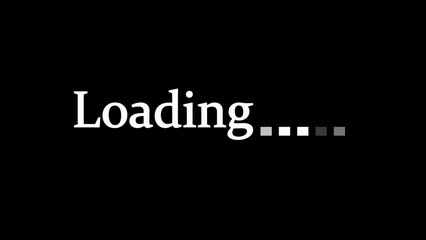 Loading Indicator with White Text and Progress Squares on Black