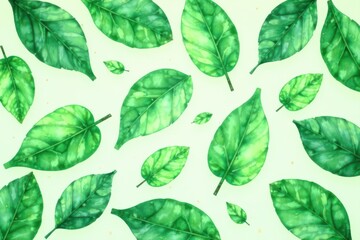 Fototapeta premium Abstract green leaf pattern, botanical watercolor textures, mock up, elegant