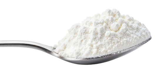 Baking powder on a spoon (or baking soda) , isolated on transparent background, png