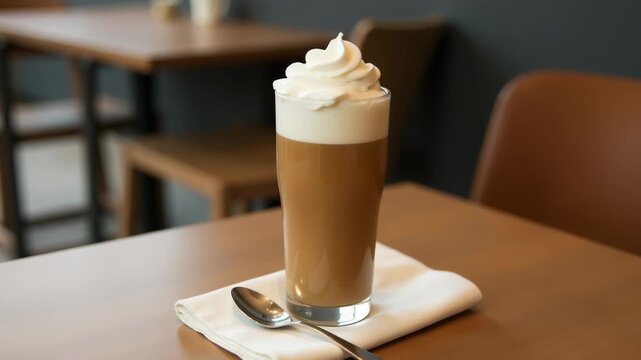 A cup of coffee topped with whipped cream