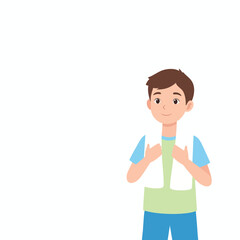 Cartoon boy with a towel draped over his shoulders, likely after exercise or a shower.