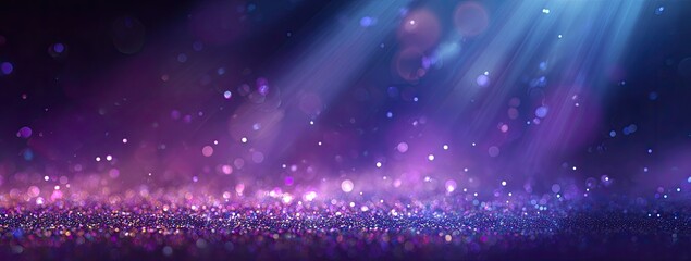 Purple glitter background with light rays
