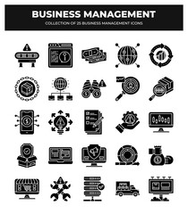 Collection of 25 Business Management Icons:  Strategy. Planning. and Growth